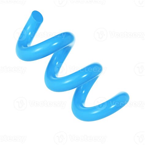 3d Spiral Curve Line Decorative Abstract Element Blue Color Realistic Design In Plastic Cartoon