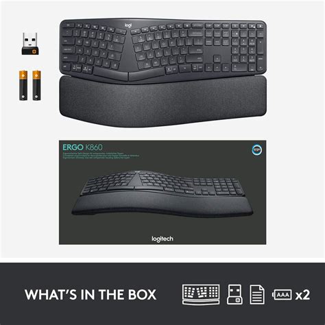 Logitech Ergo K860 Wireless Ergonomic Keyboard with Wrist Rest - Split Keyboard Layout for ...