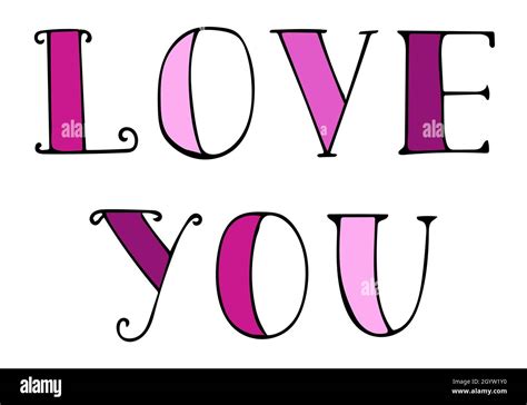 Lettering For Happy Valentines Day Handwritten Phrase Love You Vector