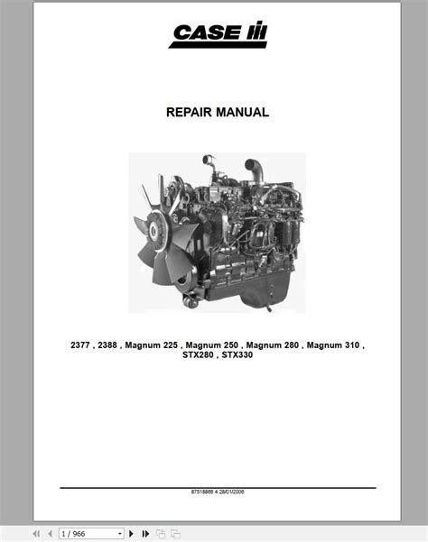 Case Ih Tractor Magnum 225 250 280 310 Repair Manual 87518866