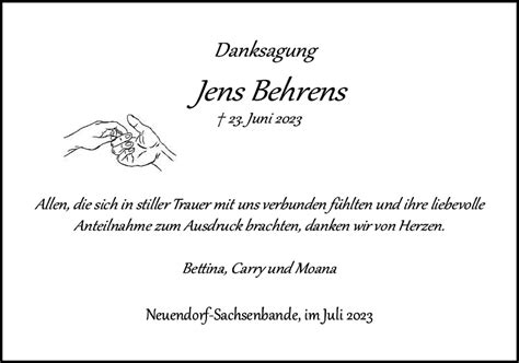 Traueranzeigen Von Jens Behrens Sh Z Trauer