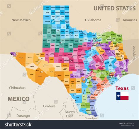 Vector Map Texass Congressional Districts High Stock Vector Royalty