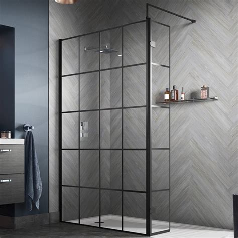 Hudson Reed Black Frame Wetroom Shower Return Screen 215x1950x8mm