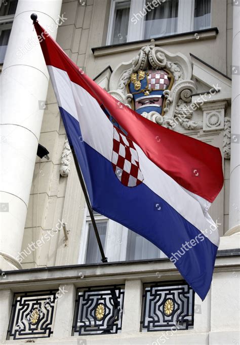 Flag Waving Front Sabor Parliament Croatia Editorial Stock Photo