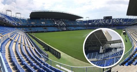 Málaga CF Así luce La Rosaleda con el nuevo césped Estreno del VAR