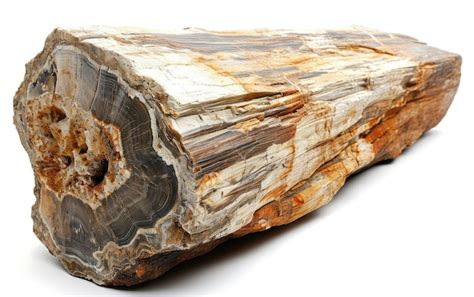 Premium Photo | Petrified Wood Log Formation On White Background