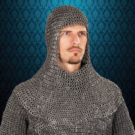 Riveted Dark Aluminum Mail Armor Coif Chainmail Armor Chain Mail Armor