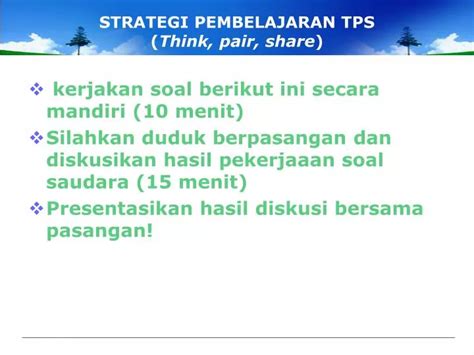 Ppt Strategi Pembelajaran Tps Think Pair Share Powerpoint