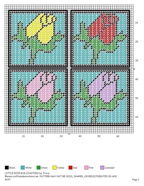 Coaster Set Tiny Rosebuds Plastic Canvas Box Patterns Plastic Canvas Stitches Plastic