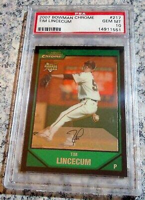 Tim Lincecum Bowman Chrome Draft Pick Rookie Card Rc Psa Gem