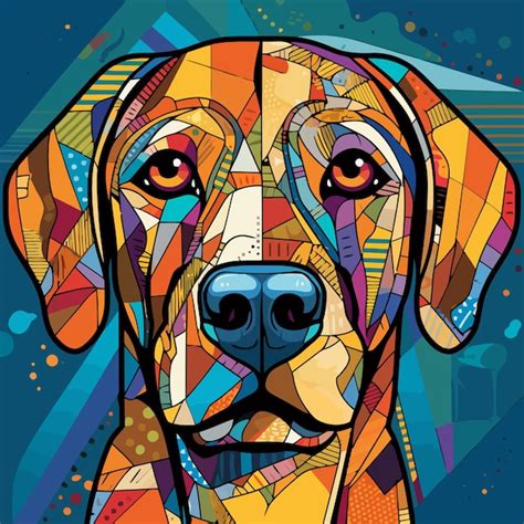 Premium Vector | Dog painting in the style of cubism abstract painting ...