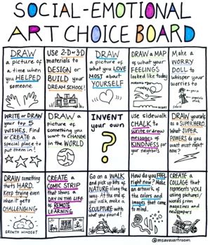 Social Emotional Art Choice Board By Ms Ava S Art Studio Tpt