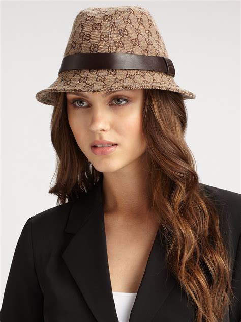 Gucci Gg Fedora Hat In Brown Lyst