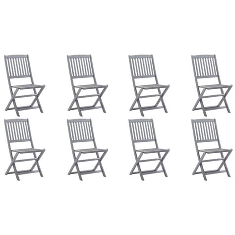 Rosalind Wheeler Folding Outdoor Chairs 8 Pcs Solid Acacia Wood