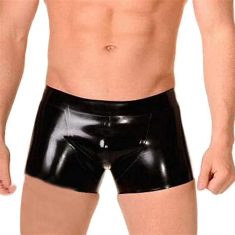 Mens Crotchless Panties Bulge Boxer Briefs Nature Latex Rubber Gay Fetish Underwear Male Sexy