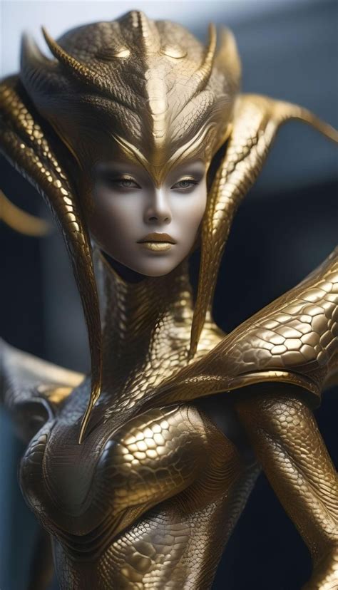 Reptilian Queen Alien Looking Woman Reptilian Woman A Figure
