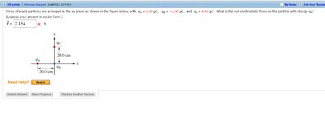 Solved Three Charged Particles Are Arranged In The Xy Plane