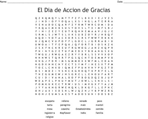 Spanish Thanksgiving Word Search Printable Word Search Printable