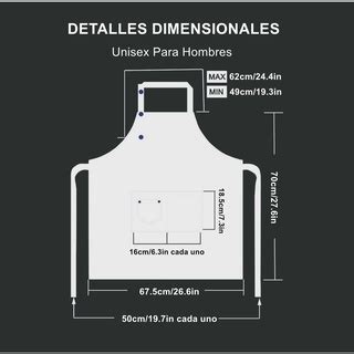 Delantal de Cocina para hombres y mujeres Lavable a Máquina Delantal