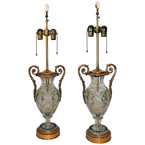 Beautiful Pair French Cut Crystal Doré Bronze Ormolu-Mounted