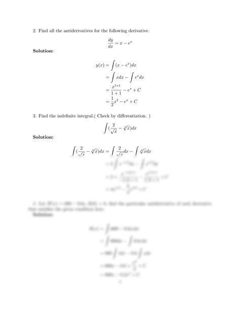 SOLUTION Indefinite Integral Studypool