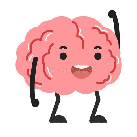 Happy Brain Cartoon Character Vector Stock Vector Illustration Of