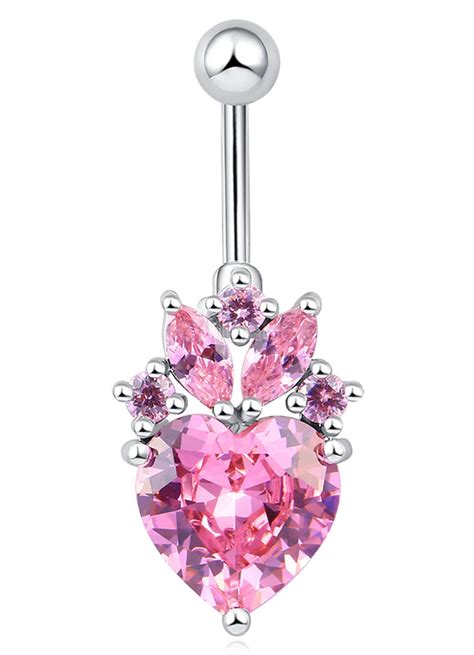 Bauchnabel Ringe Damen rosa Kupfer Herzform Körper Piercing Schmuck