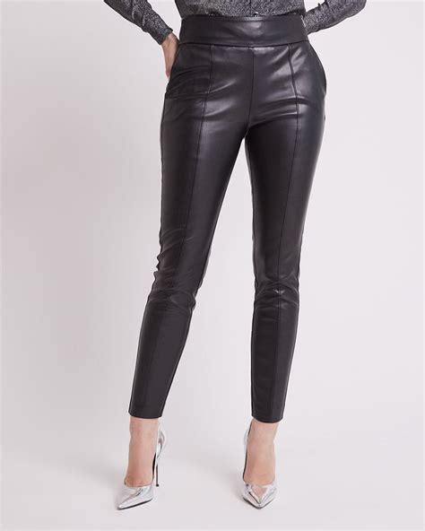 Pantalon Cheville Jambe Troite Et Taille Haute En Faux Cuir Rw Co