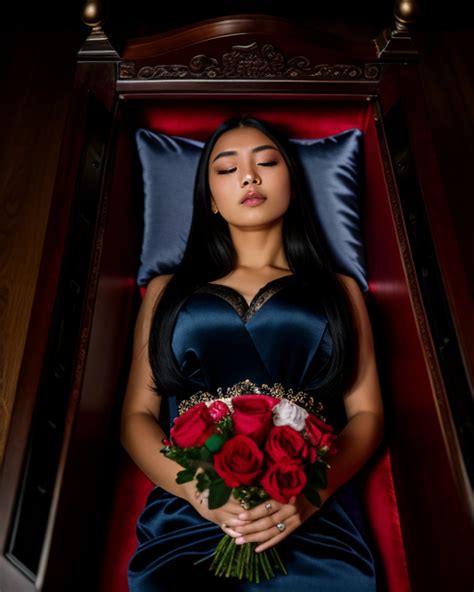 2 Sleeping Beauty Funeral Coffin Pose Blue Satin By Huatkuay On