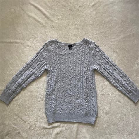 H M Sweaters Hm Basics Light Blue Knit Cable Pullover Sweater