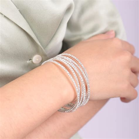 Amazon YERTTER Multi Row Layered Glitter Bracelets Cuff Bracelet