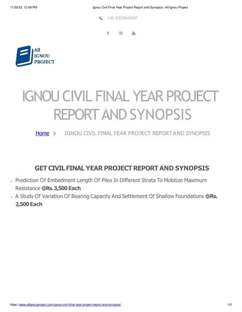 Ppt Ignou Civil Final Year Project Report And Synopsis Powerpoint