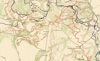 Historic Map Of Civil War Spotsylvania Wilderness Battlefields 1864