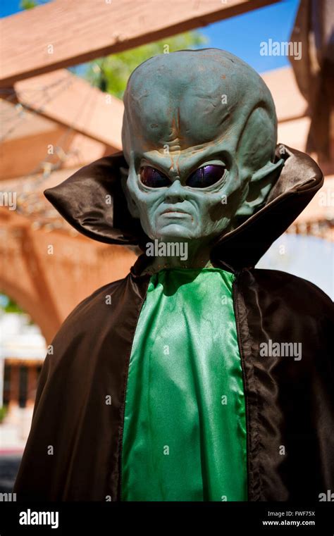 Alien, Martian spaceman costume in the southwest United States Stock ...