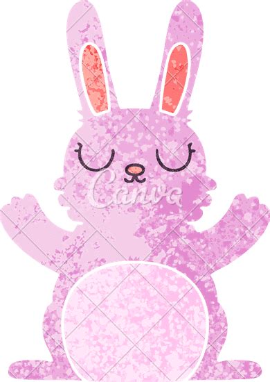 Quirky Retro Illustration Style Cartoon Rabbit 素材 Canva可画