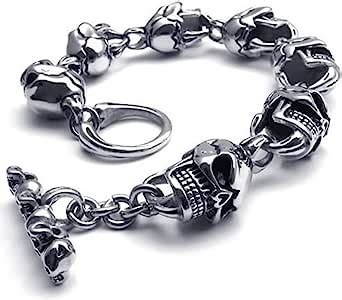 Konov Gioielli Bracciale Da Uomo Biker Cranio Teschio Stile Gotico