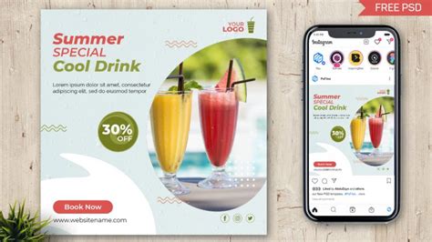 Fresh Juice And Drinks Social Media Post Design Psd Template Psfiles