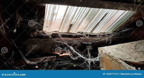 Dusty Attic With A Lot Of Cobwebs Stock Photo Image Of Deserted