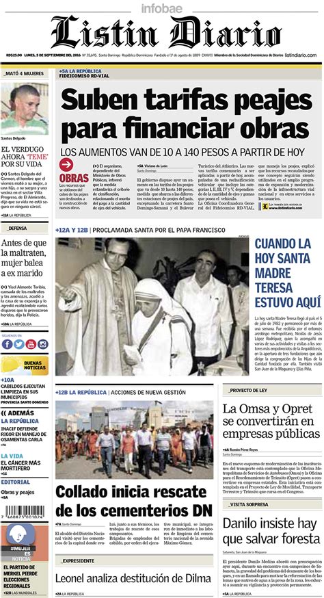 Listin Diario República Dominicana Lunes 05 De Septiembre De 2016