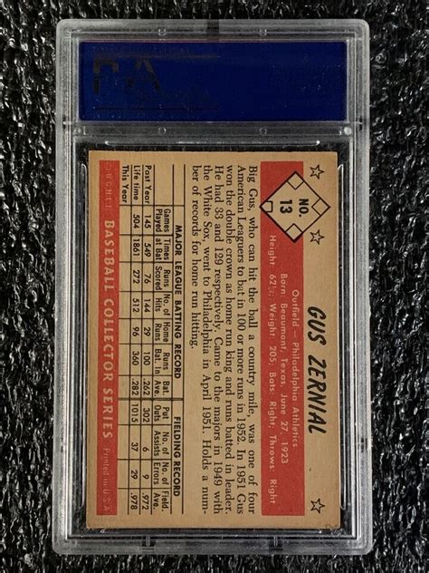 1953 Bowman Color Baseball 13 Gus Zernial PSA 6 EBay