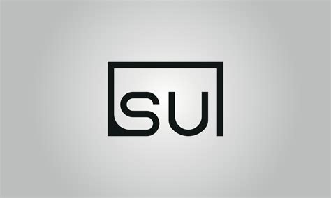 Letter SU logo design. SU logo with square shape in black colors vector ...