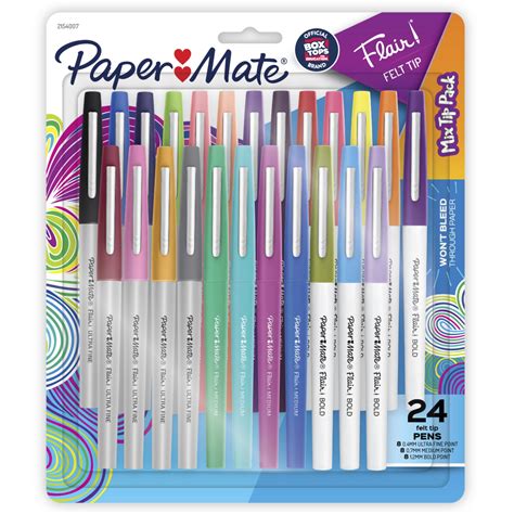 Paper Mate Flair Felt Tip Pens Mix Tip Pack Assorted Colors 24 Count