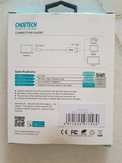 CHOETECH USB C To DisplayPort Adapter Computers Tech Parts