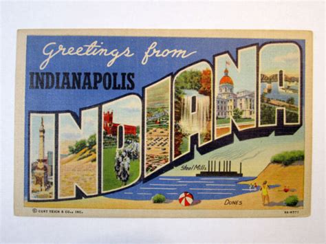 Postcard Greetings From Indianapolis Indiana In Curt Linen Pc Card