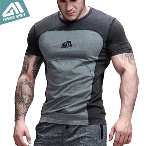 Aimpact Contrast Color Patchwork Cotton Men S Tshirts Bodybuilding Gym