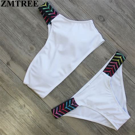 Zmtree Newest Bikinis Women Retro Bikini Set White Solid Bandage