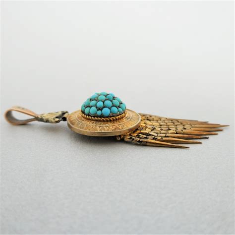 Beryl Lane Antique Victorian 18ct Gold Turquoise Tassel Pendant