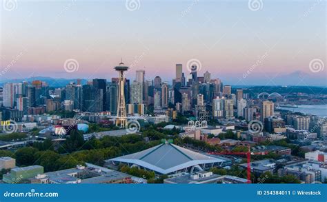 seattle washington sunset editorial photo image  town