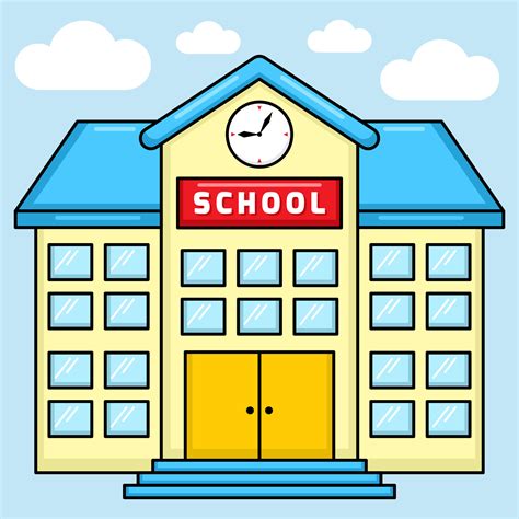 Vector of colorful School Building with cartoon style. Back to school ...