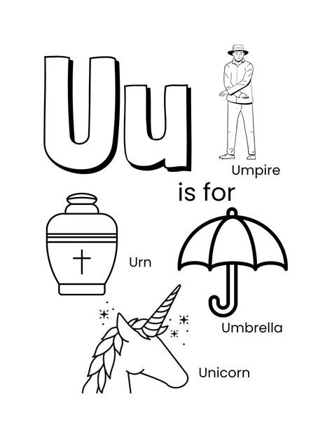 🎨 ️ 'Uu' Letter Colouring Page for Unique Adventures 🌈🖍️ | English